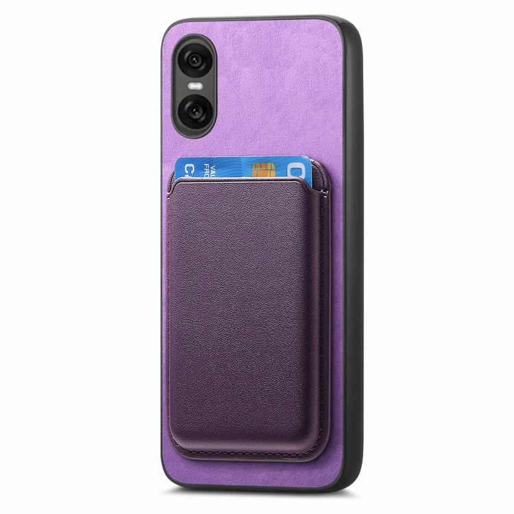For Sony Xperia 1 VI Retro Magsafe Card Bag PU Back Cover Phone Case