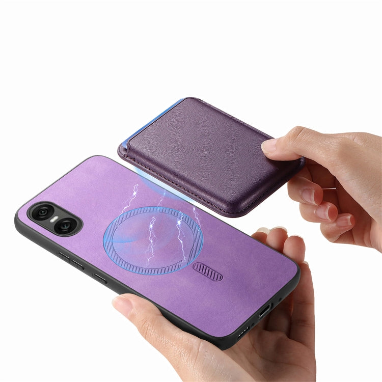 For Sony Xperia 1 VI Retro Magsafe Card Bag PU Back Cover Phone Case