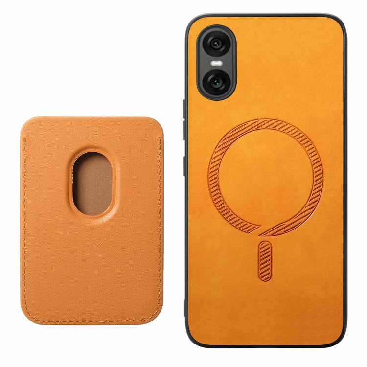 For Sony Xperia 10 VI Retro Magsafe Card Bag PU Back Cover Phone Case