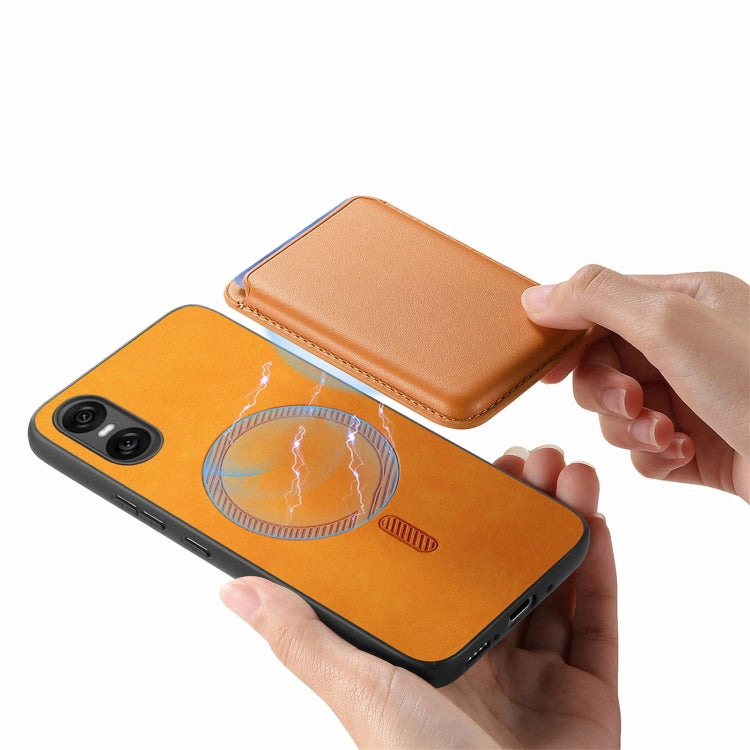 For Sony Xperia 10 VI Retro Magsafe Card Bag PU Back Cover Phone Case