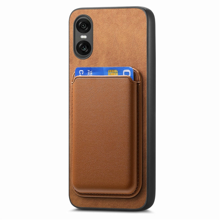 For Sony Xperia 10 VI Retro Magsafe Card Bag PU Back Cover Phone Case
