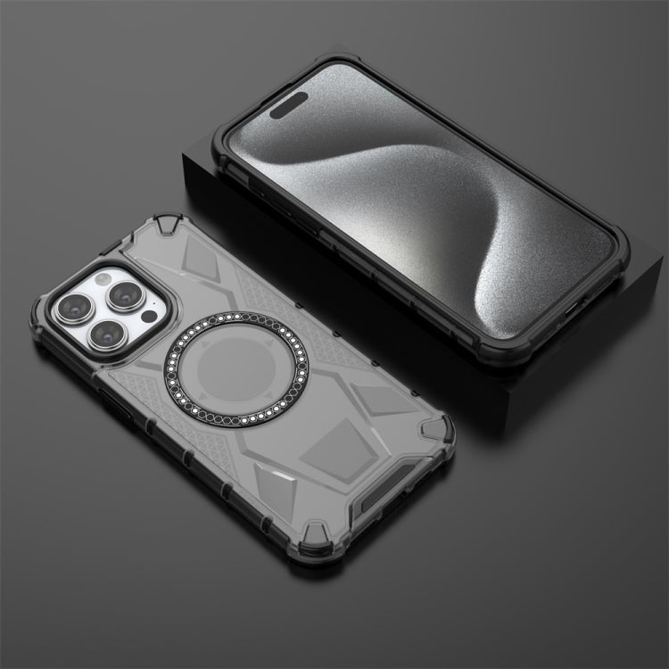 For iPhone 15 Pro Max MagSafe Armor Holder PC Hybrid TPU Phone Case