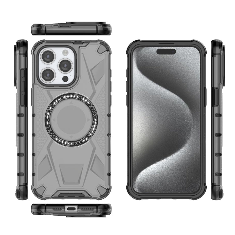 For iPhone 15 Pro Max MagSafe Armor Holder PC Hybrid TPU Phone Case