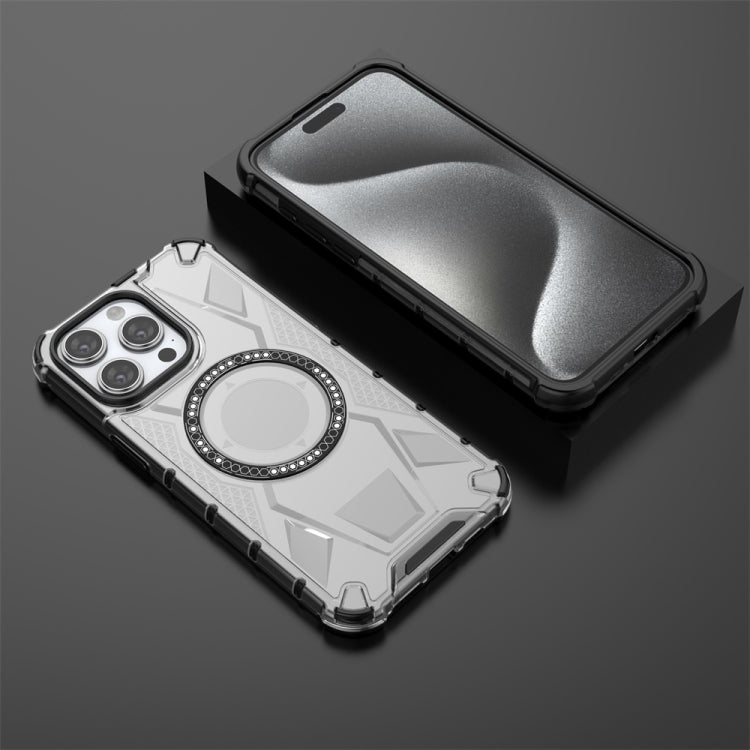 For iPhone 15 Pro Max MagSafe Armor Holder PC Hybrid TPU Phone Case