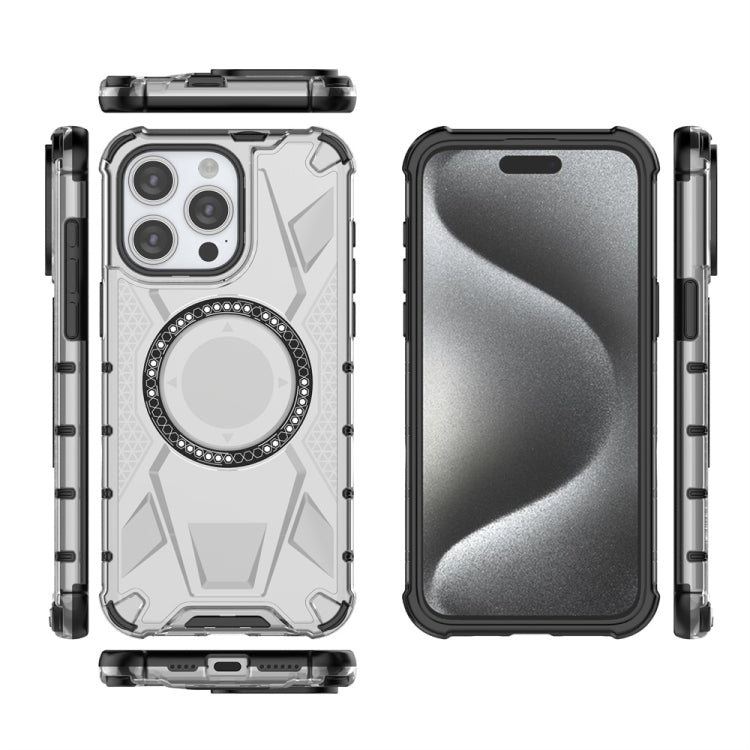For iPhone 15 Pro Max MagSafe Armor Holder PC Hybrid TPU Phone Case