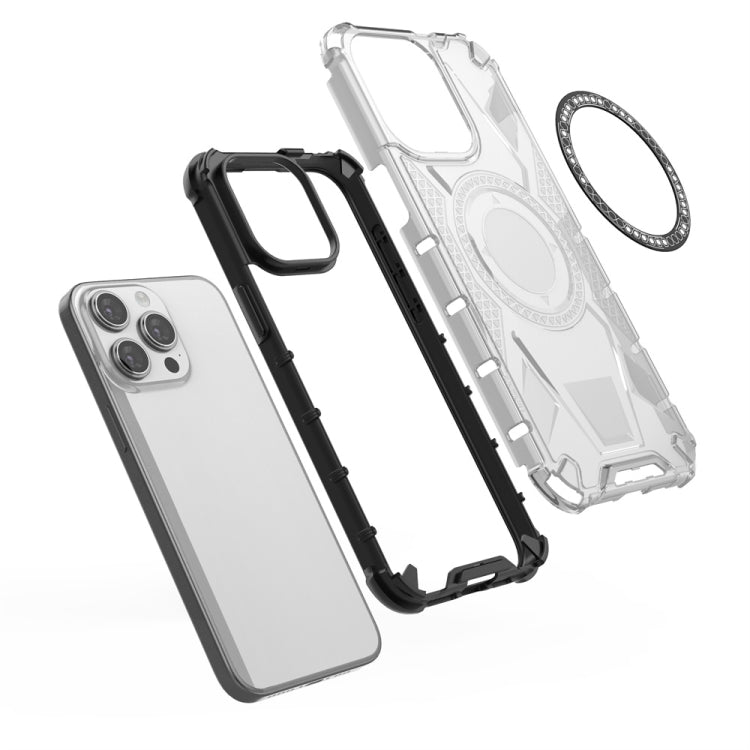 For iPhone 15 Pro Max MagSafe Armor Holder PC Hybrid TPU Phone Case