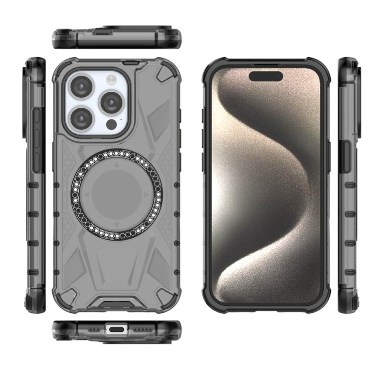 For iPhone 15 Pro MagSafe Armor Holder PC Hybrid TPU Phone Case