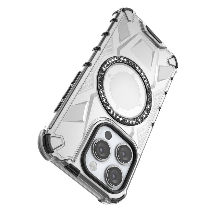 For iPhone 15 Pro MagSafe Armor Holder PC Hybrid TPU Phone Case