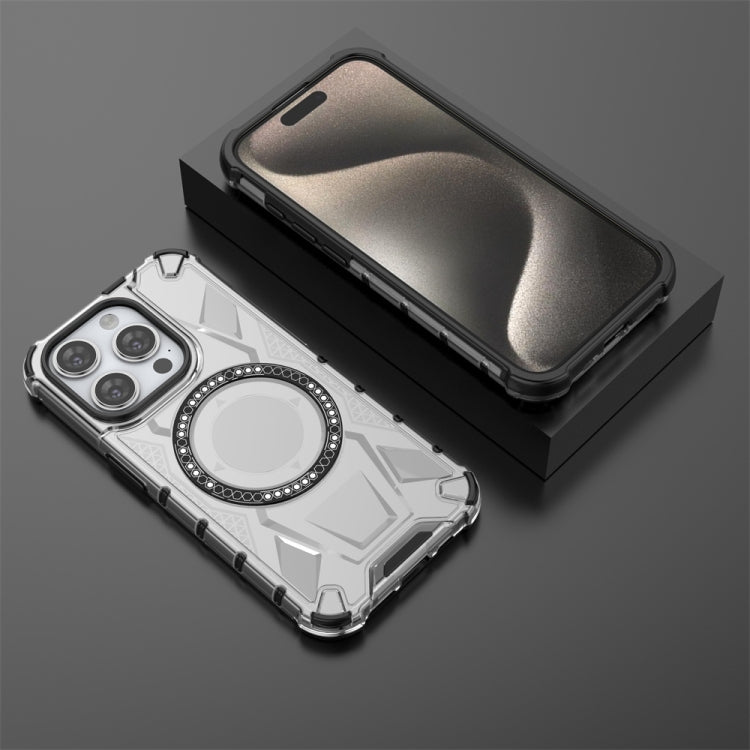 For iPhone 15 Pro MagSafe Armor Holder PC Hybrid TPU Phone Case