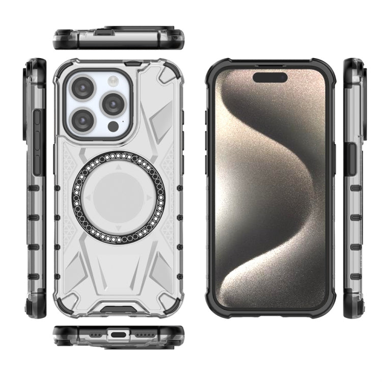 For iPhone 15 Pro MagSafe Armor Holder PC Hybrid TPU Phone Case