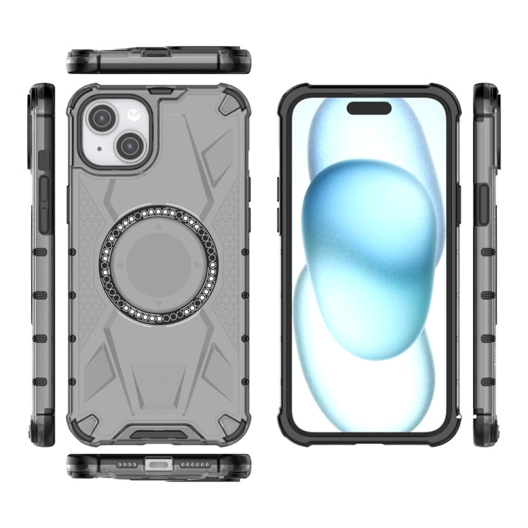 For iPhone 15 Plus MagSafe Armor Holder PC Hybrid TPU Phone Case