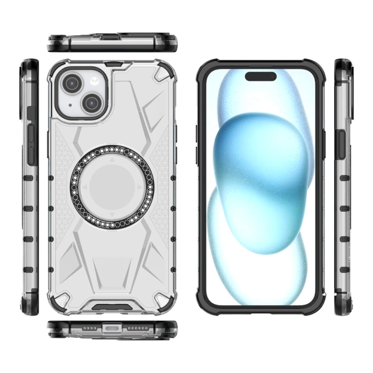 For iPhone 15 Plus MagSafe Armor Holder PC Hybrid TPU Phone Case