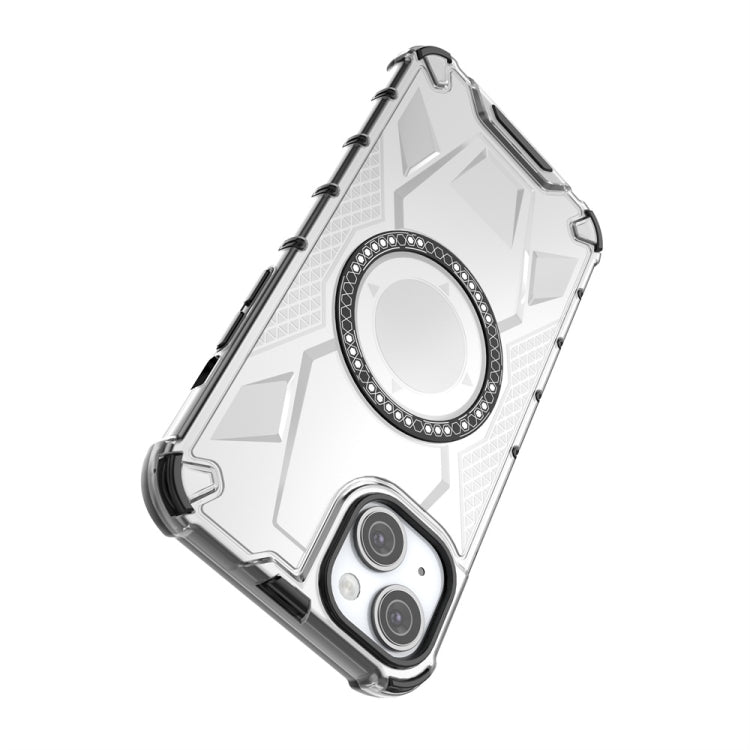 For iPhone 15 Plus MagSafe Armor Holder PC Hybrid TPU Phone Case