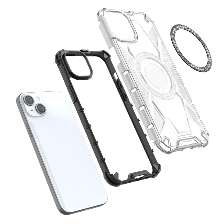 For iPhone 14 Plus MagSafe Armor Holder PC Hybrid TPU Phone Case