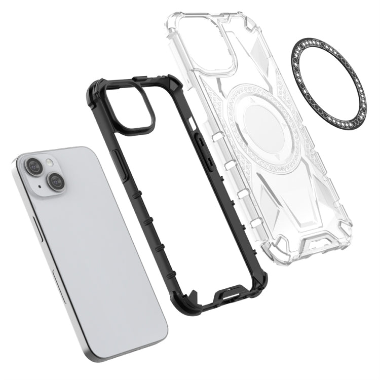 For iPhone 14 MagSafe Armor Holder PC Hybrid TPU Phone Case