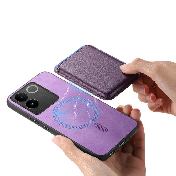 For vivo S17E Retro Magsafe Card Bag PU Back Cover Phone Case
