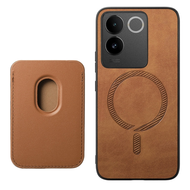 For vivo S17E Retro Magsafe Card Bag PU Back Cover Phone Case