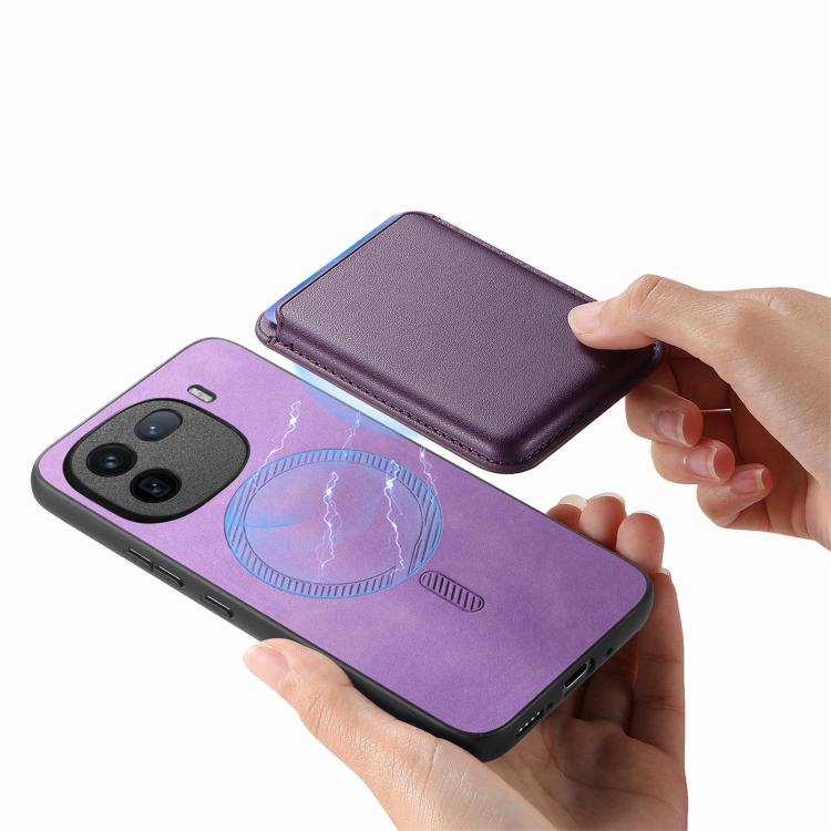 For vivo iQOO Neo8 / Neo8 Pro Retro Magsafe Card Bag PU Back Cover Phone Case