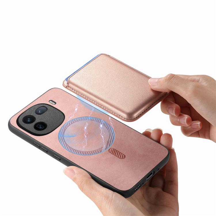 For vivo Y300+ Retro Magsafe Card Bag PU Back Cover Phone Case
