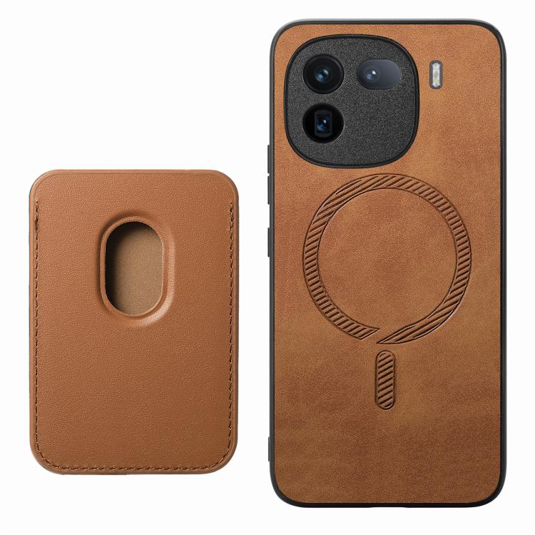 For vivo Y300+ Retro Magsafe Card Bag PU Back Cover Phone Case