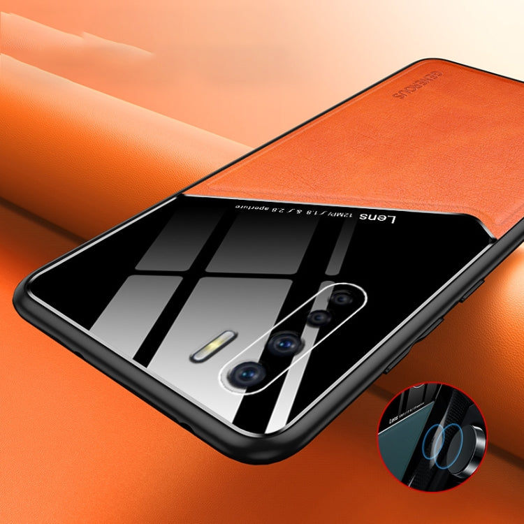 For OPPO A91 All-inclusive Leather Organic Glass Phone Case