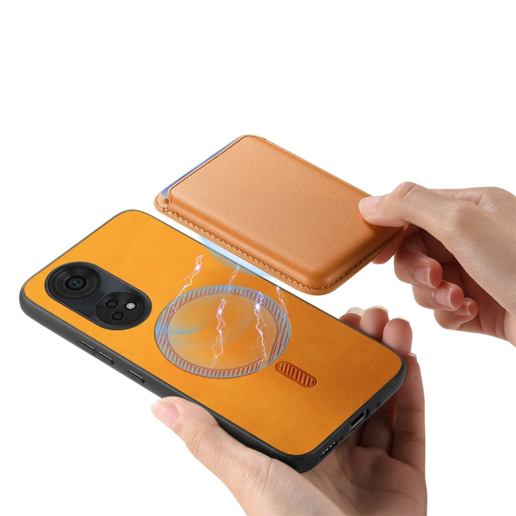 For OPPO A2 Pro Retro Magsafe Card Bag PU Back Cover Phone Case