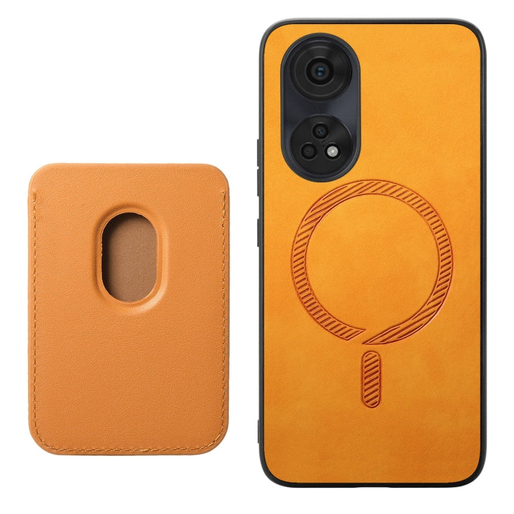 For OPPO A2 Pro Retro Magsafe Card Bag PU Back Cover Phone Case