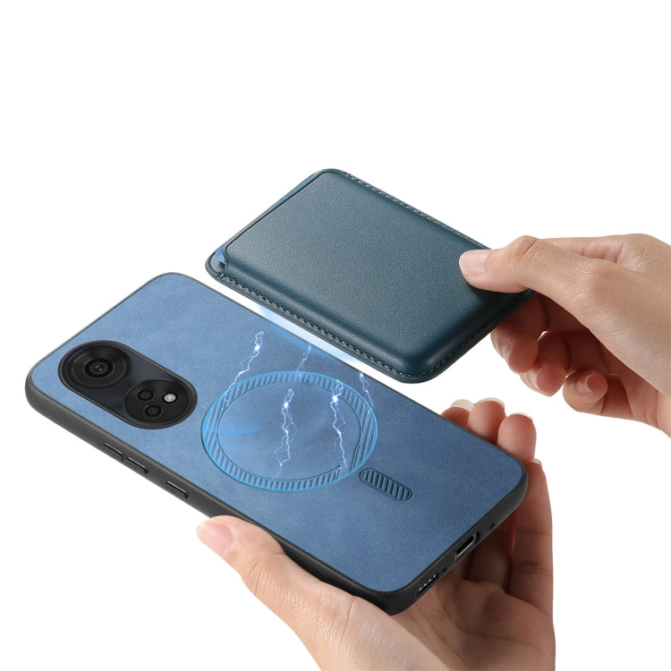 For OPPO A2 Pro Retro Magsafe Card Bag PU Back Cover Phone Case