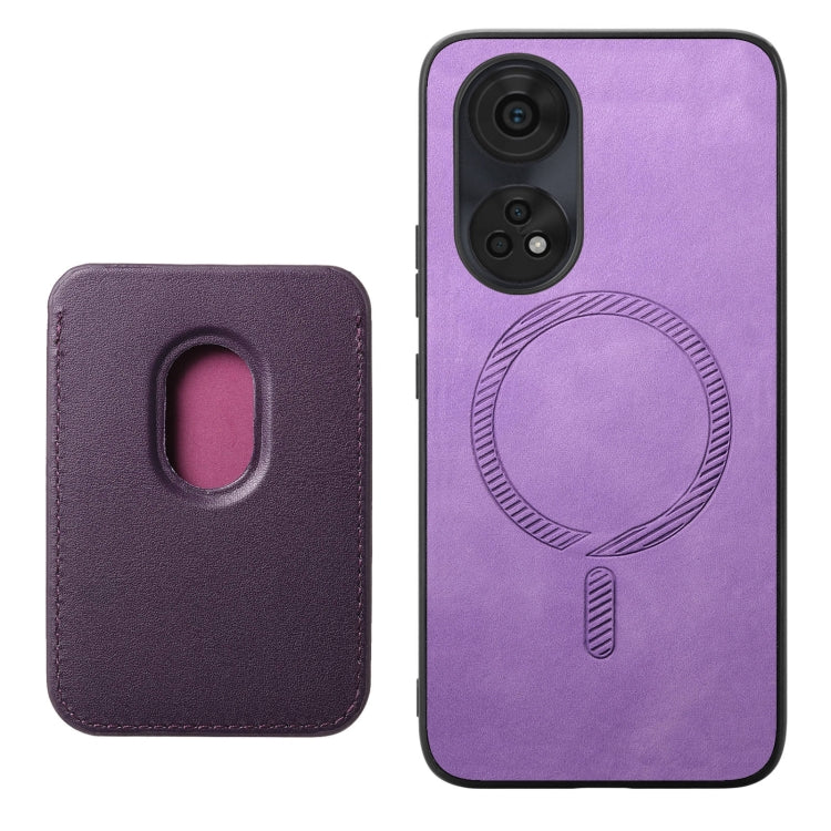 For OPPO A2 Pro Retro Magsafe Card Bag PU Back Cover Phone Case
