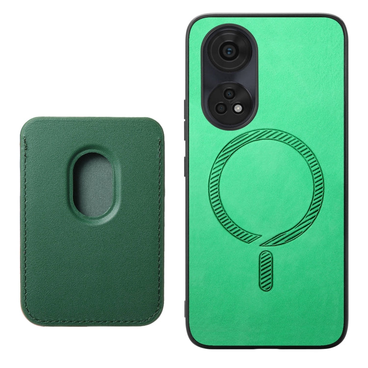 For OPPO A2 Pro Retro Magsafe Card Bag PU Back Cover Phone Case