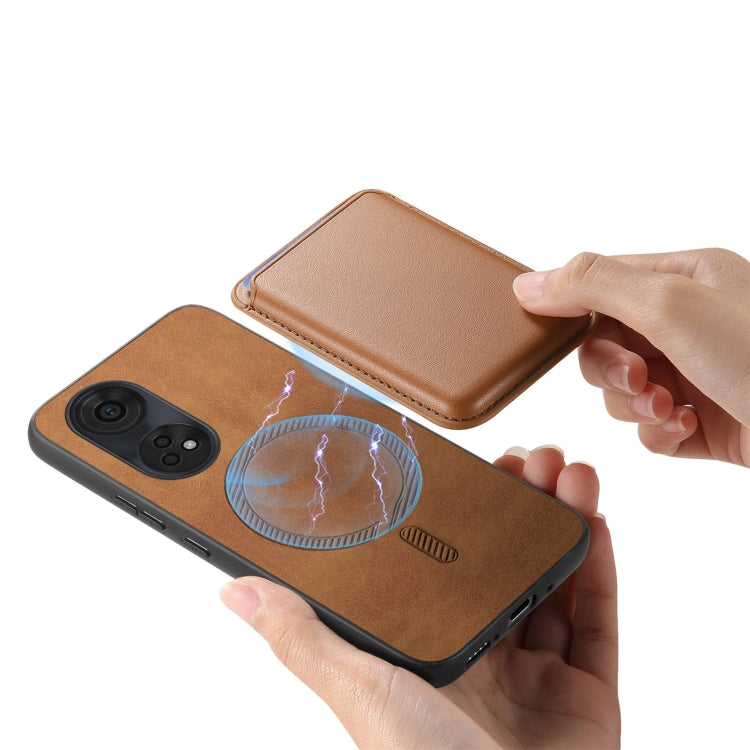 For OPPO A2 Pro Retro Magsafe Card Bag PU Back Cover Phone Case