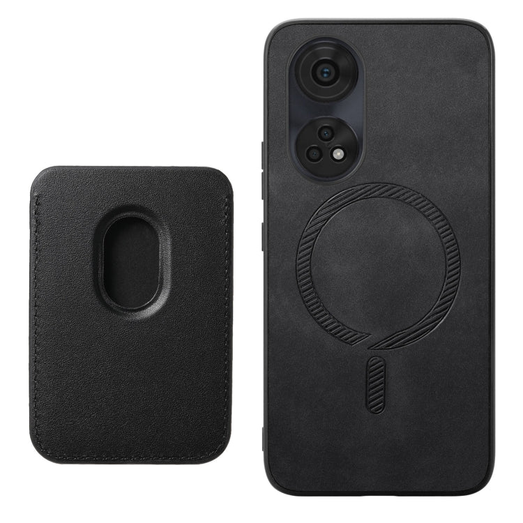 For OPPO A2 Pro Retro Magsafe Card Bag PU Back Cover Phone Case