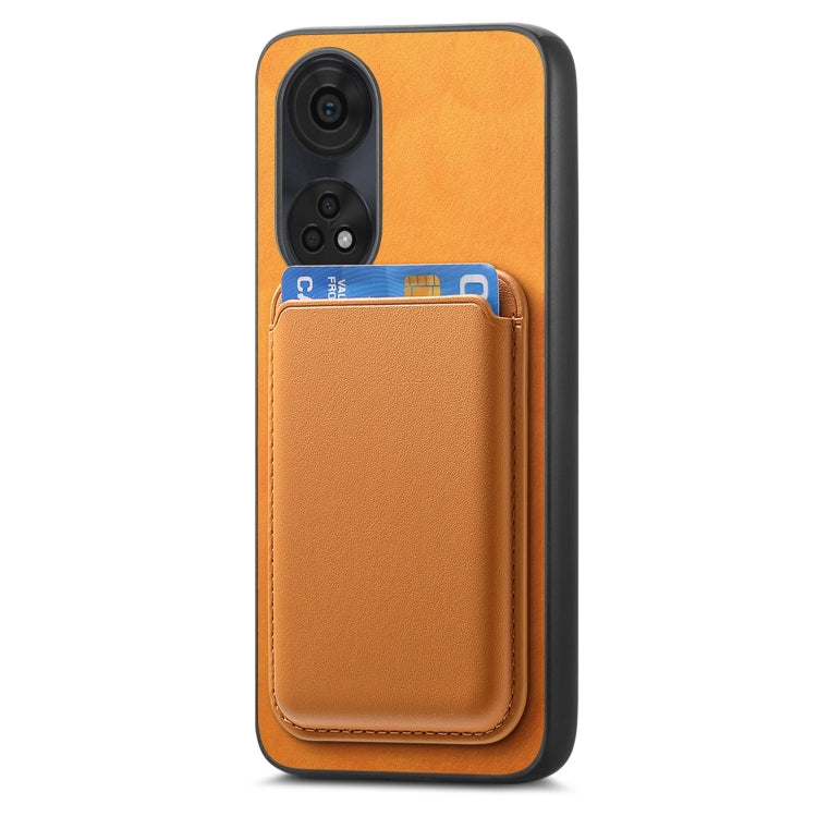 For OPPO A3 Pro Retro Magsafe Card Bag PU Back Cover Phone Case