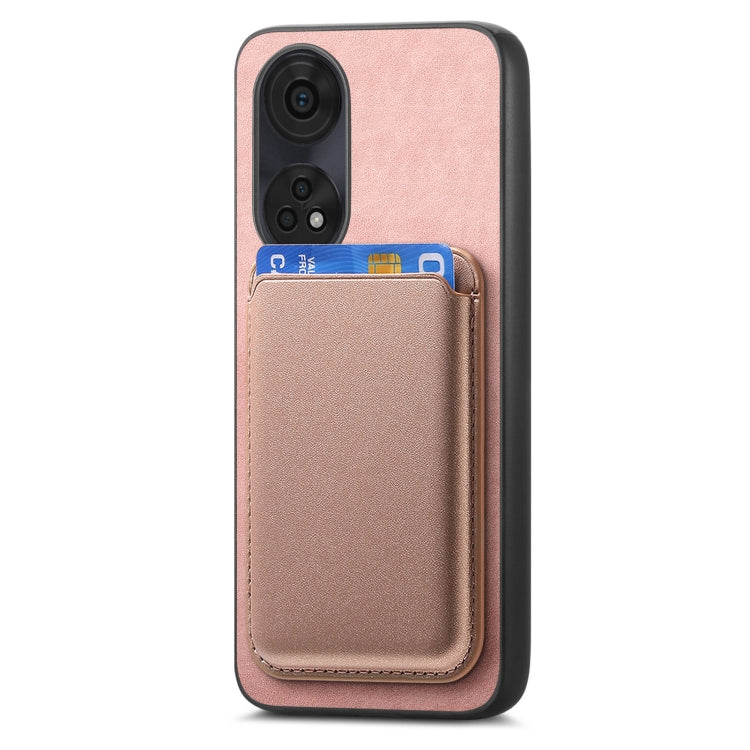 For OPPO A3 Pro Retro Magsafe Card Bag PU Back Cover Phone Case