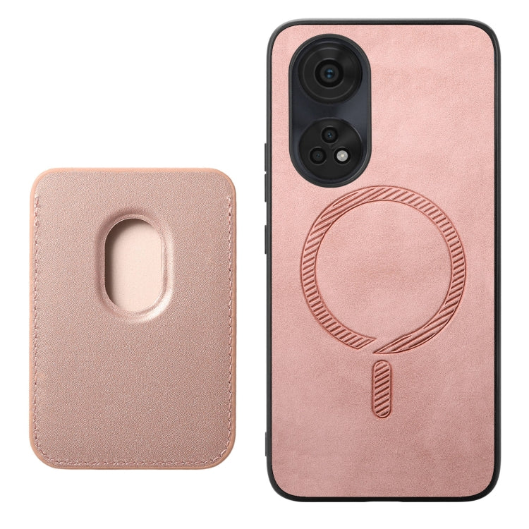 For OPPO A3 Pro Retro Magsafe Card Bag PU Back Cover Phone Case
