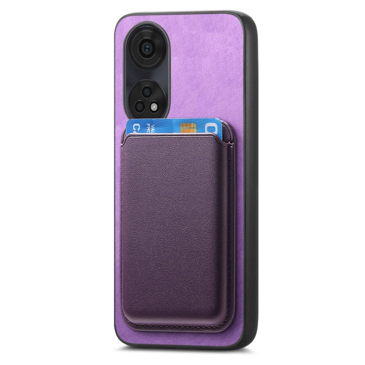 For OPPO A3 Pro Retro Magsafe Card Bag PU Back Cover Phone Case