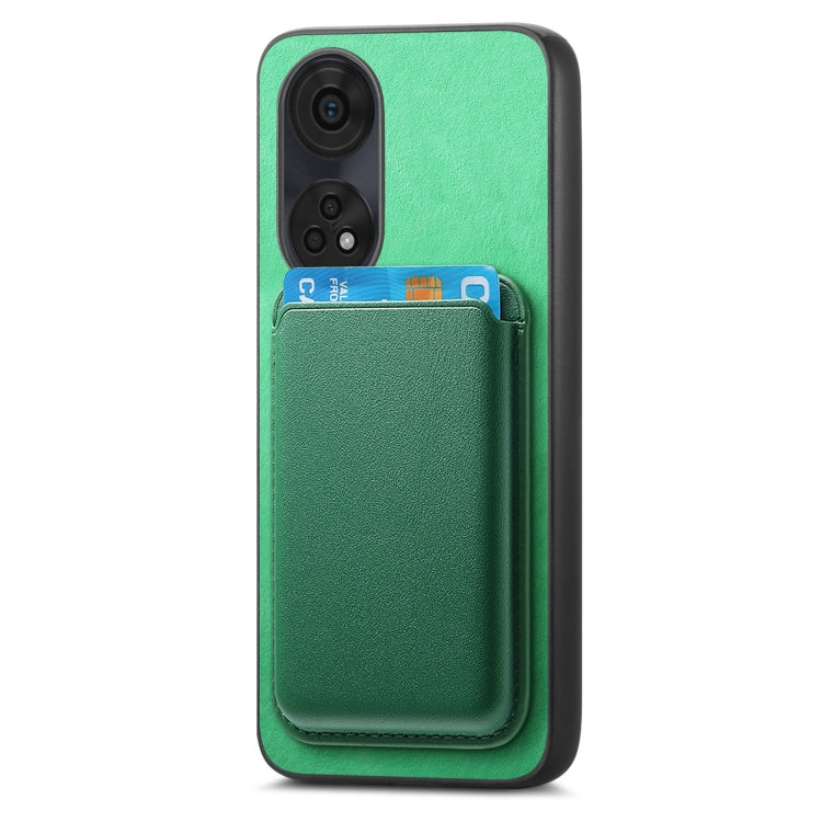 For OPPO A3 Pro Retro Magsafe Card Bag PU Back Cover Phone Case
