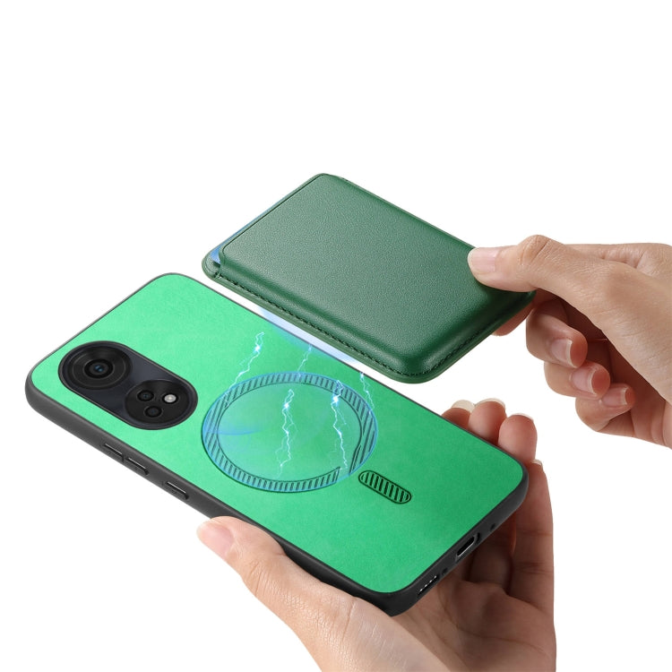 For OPPO A3 Pro Retro Magsafe Card Bag PU Back Cover Phone Case