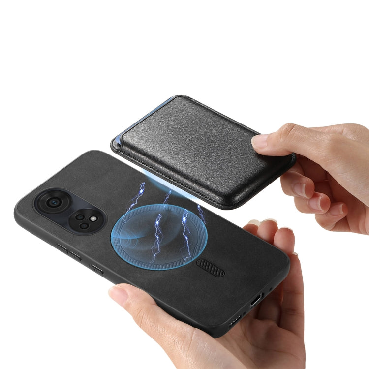 For OPPO A3 Pro Retro Magsafe Card Bag PU Back Cover Phone Case