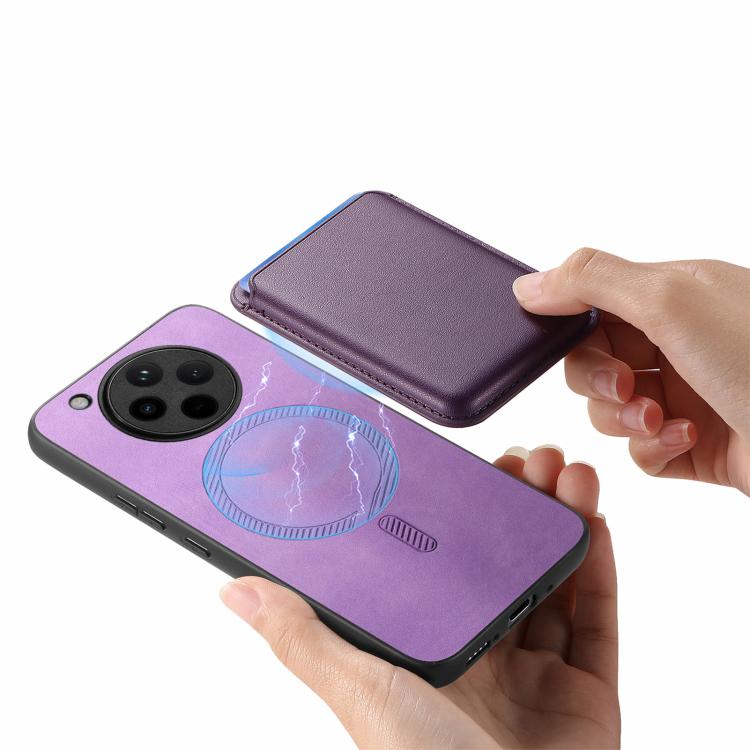 For OPPO Find X8 Retro Magsafe Card Bag PU Back Cover Phone Case
