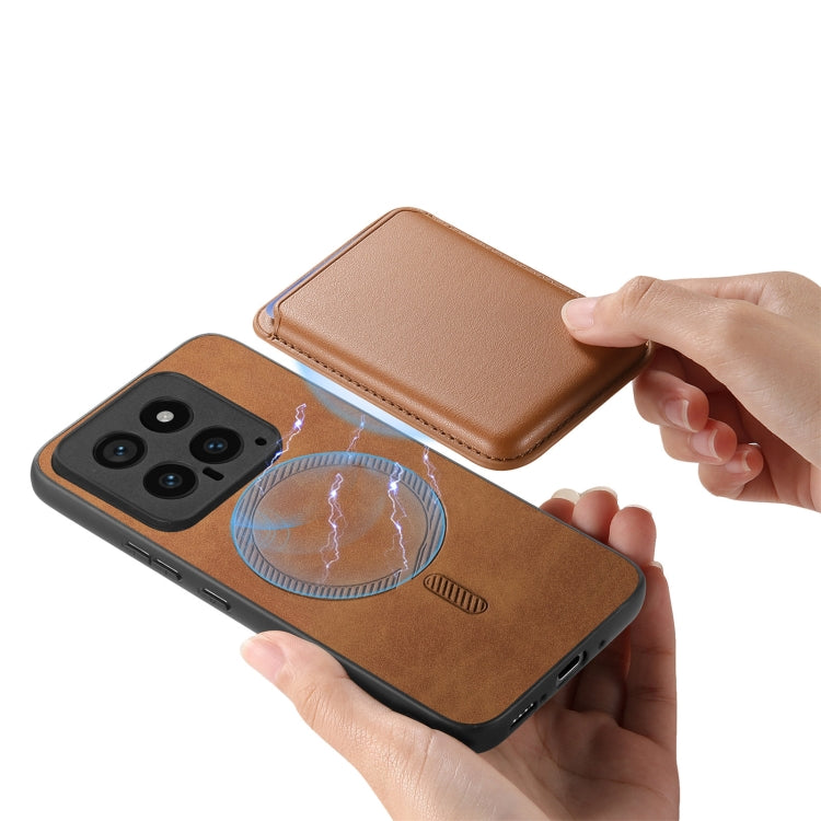 For Xiaomi Redmi Note 13 Pro+ Retro Magsafe Card Bag PU Back Cover Phone Case