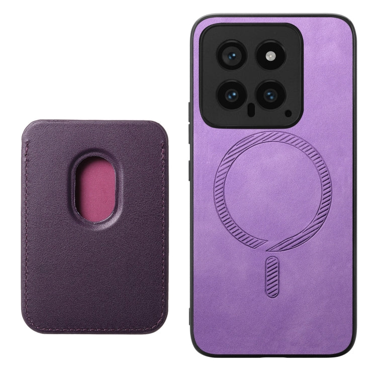 For Xiaomi 14 Retro Magsafe Card Bag PU Back Cover Phone Case