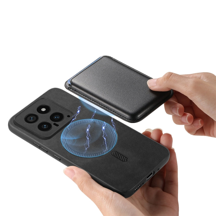 For Xiaomi 14 Retro Magsafe Card Bag PU Back Cover Phone Case