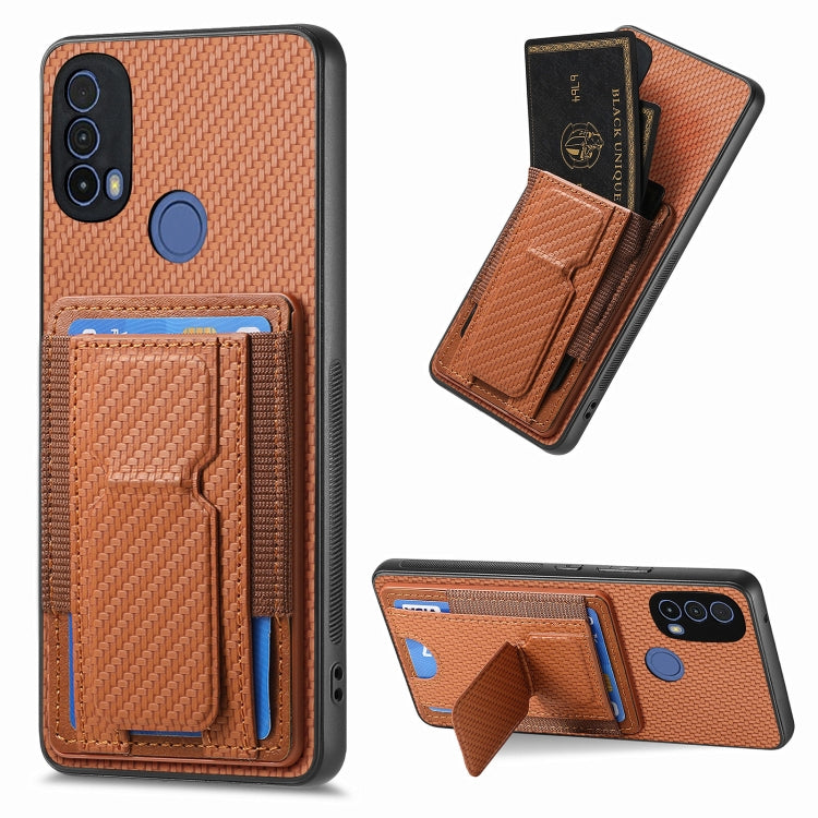 For Motorola Moto G Stylus 5G 2024 Carbon Fiber Fold Stand Elastic Card Bag Phone Case