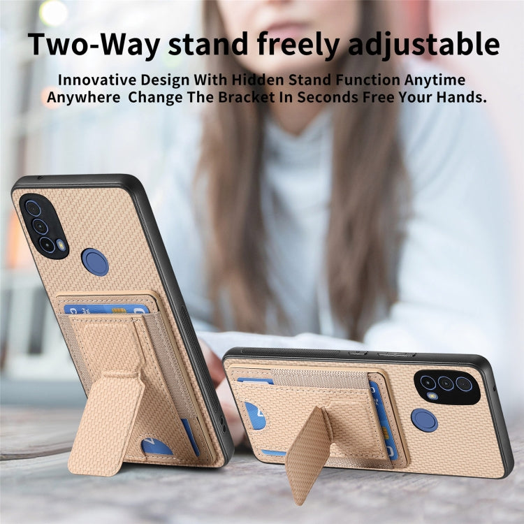 For Motorola Moto G Stylus 5G 2024 Carbon Fiber Fold Stand Elastic Card Bag Phone Case