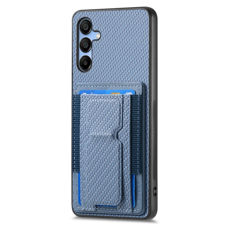 For Samsung Galaxy A25 Carbon Fiber Fold Stand Elastic Card Bag Phone Case