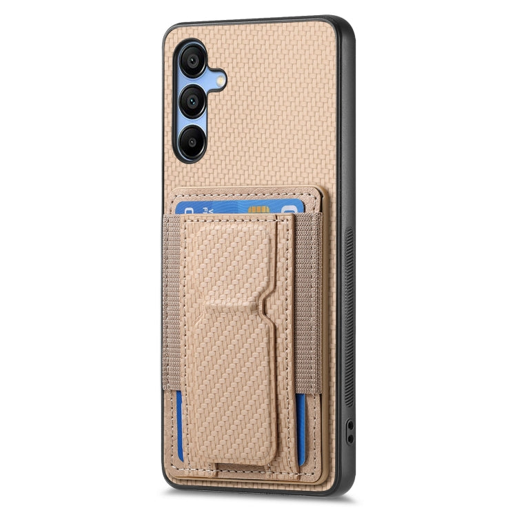For Samsung Galaxy A25 Carbon Fiber Fold Stand Elastic Card Bag Phone Case