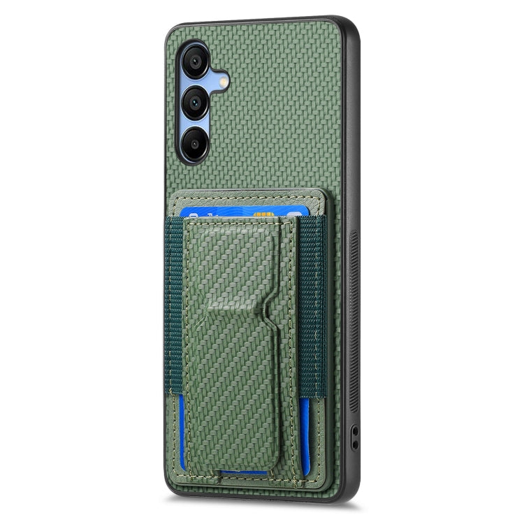 For Samsung Galaxy A25 Carbon Fiber Fold Stand Elastic Card Bag Phone Case