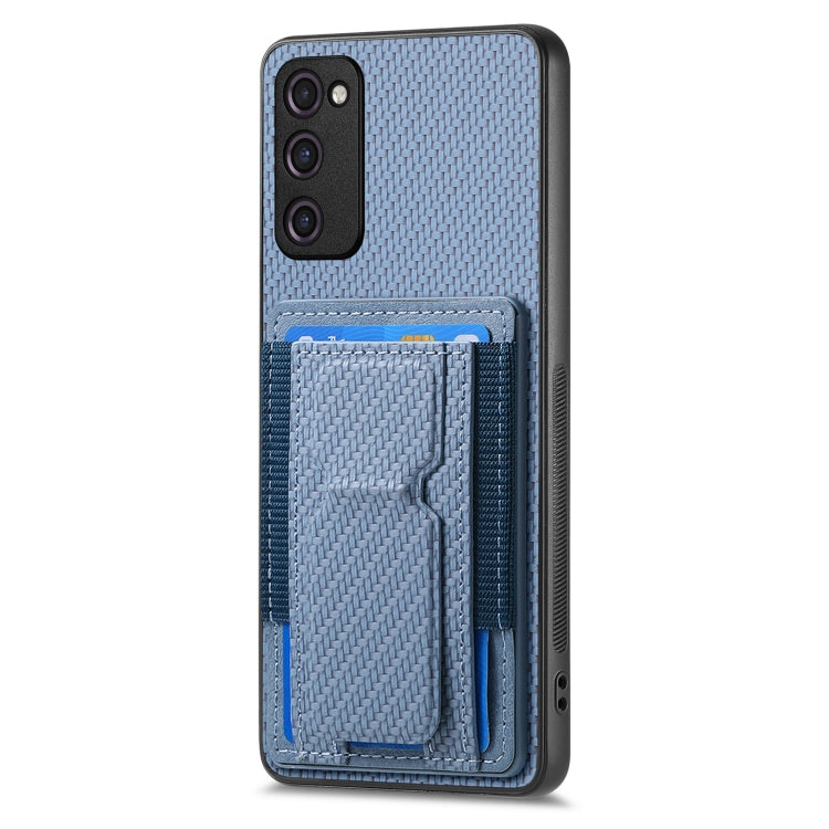 For Samsung Galaxy S23 FE 5G Carbon Fiber Fold Stand Elastic Card Bag Phone Case