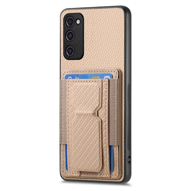 For Samsung Galaxy S23 FE 5G Carbon Fiber Fold Stand Elastic Card Bag Phone Case